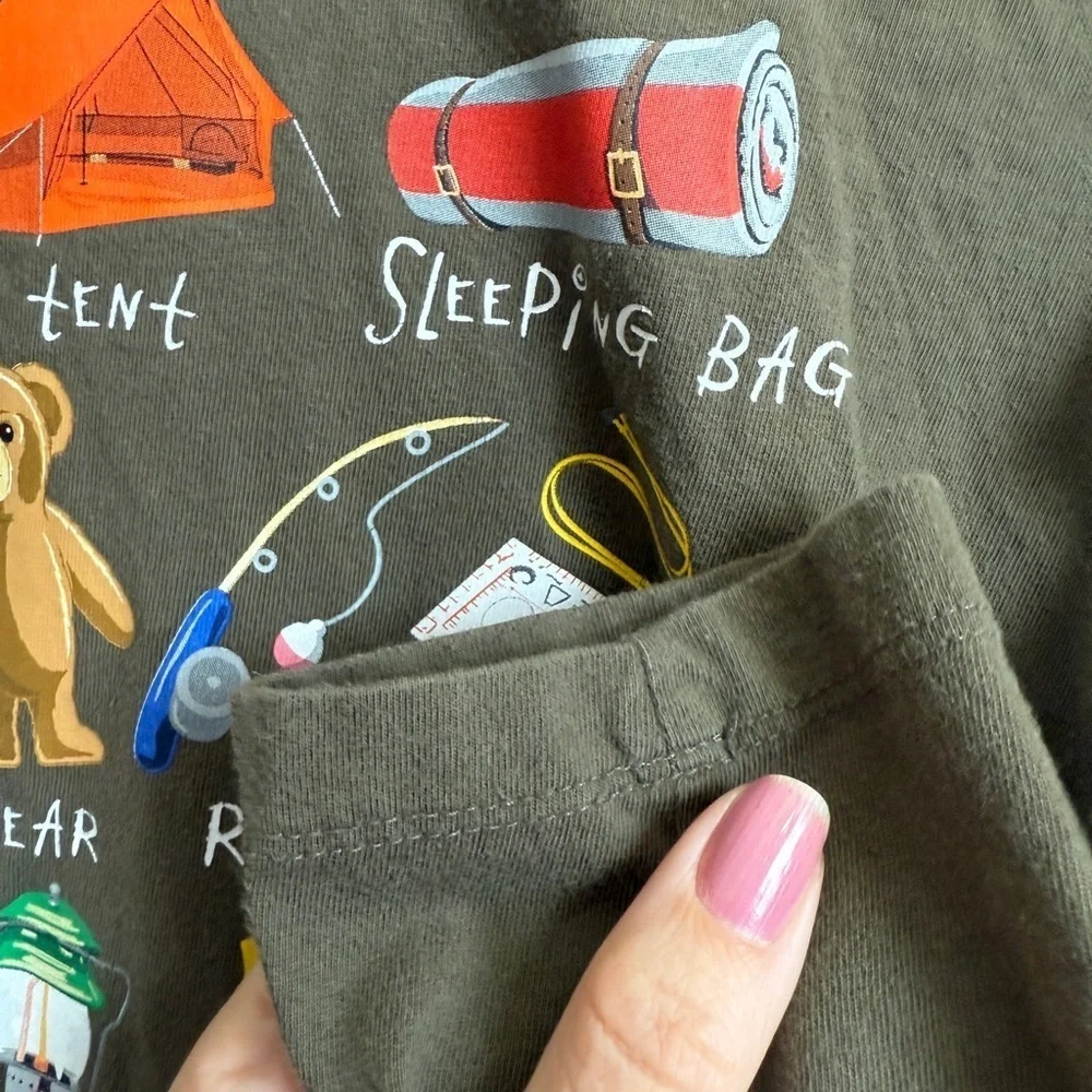 Polo Ralph Lauren Bear Boys Camp Checklist Green Hooded Long Sleeve Shirt 8
